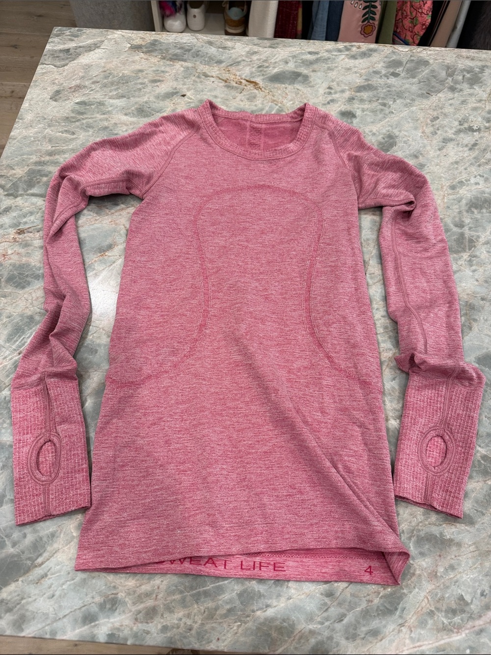 lululemon athletica Long Sleeve Athletic Top in Heathered Rose